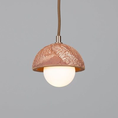 Orise | Small 14cm Ceramic Dome Pendant Light in Red Iron - OpalDwell