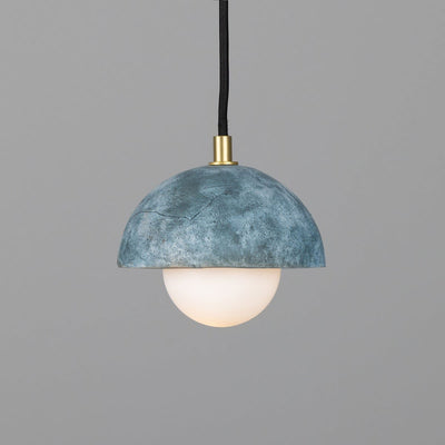 Lunari | Compact Ceramic Dome Pendant Light, 14 cm, Blue Earth - OpalDwell