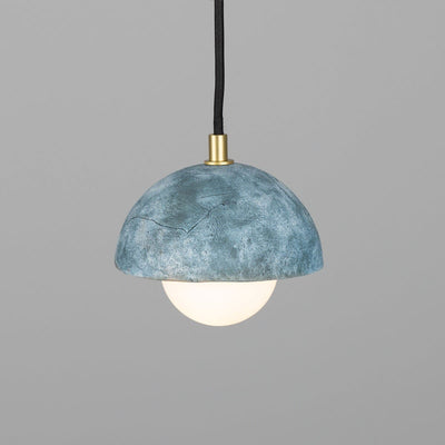 Lunari | Compact Ceramic Dome Pendant Light, 14 cm, Blue Earth - OpalDwell