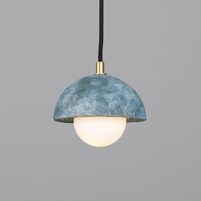 Lunari | Compact Ceramic Dome Pendant Light, 14 cm, Blue Earth - OpalDwell