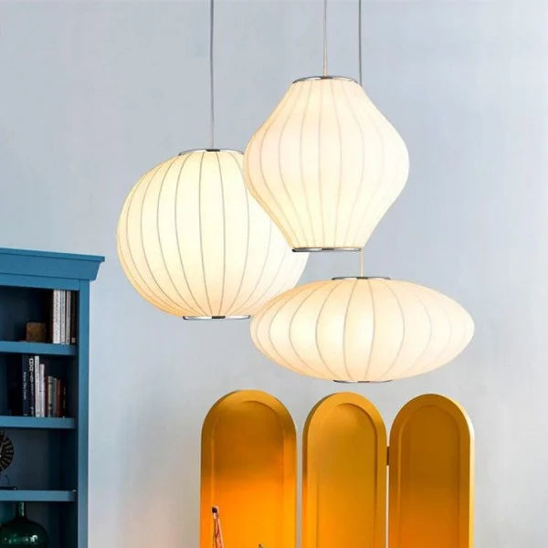 NovaCrest Silk and Steel Pendant Lamp for Modern Interiors OpalDwell