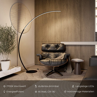 LumaArc LED Floor Lamp With Foot Switch, 2700K Dimmable OpalDwell