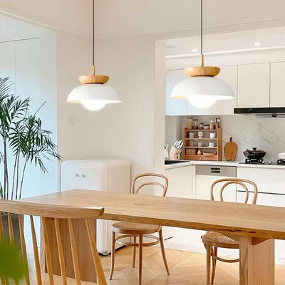 AsteriNord Half-Wood Nordic Pendant Light For Modern Spaces - OpalDwell