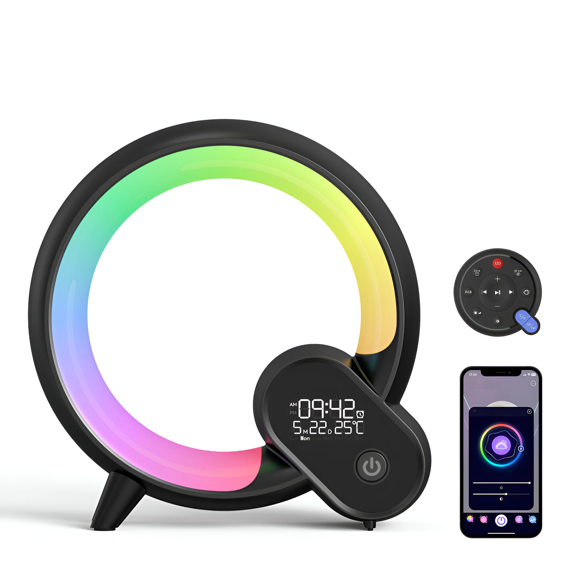 NovaLuxe 3-In-1 Bluetooth Speaker Alarm Clock Lamp With Ambient Lighting - OpalDwell