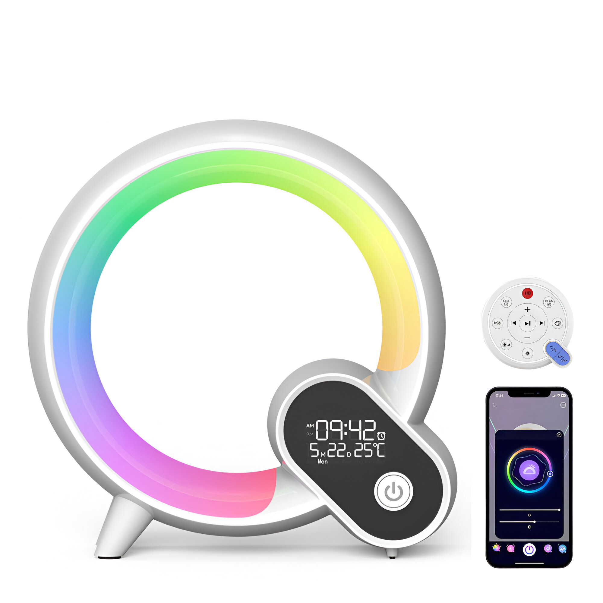 NovaLuxe 3-In-1 Bluetooth Speaker Alarm Clock Lamp With Ambient Lighting - OpalDwell