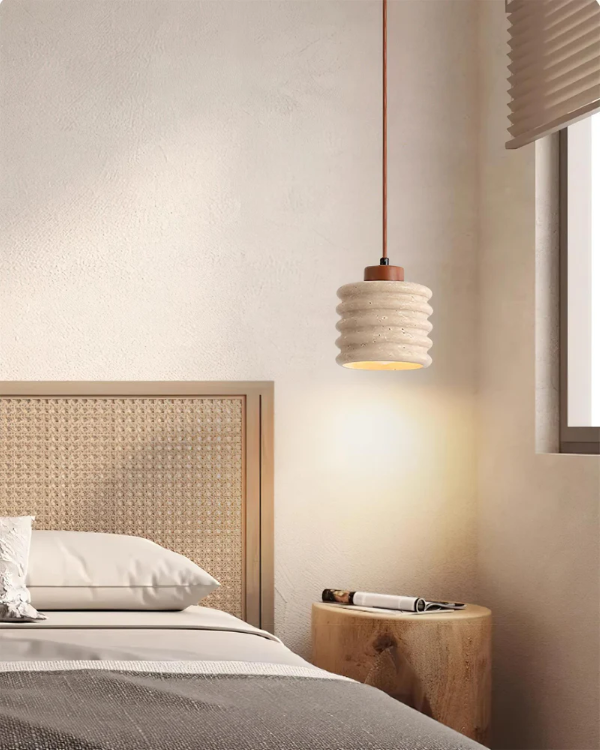 LumaVell Japandi Pendant Light With Wavy Ceramic Shade - OpalDwell