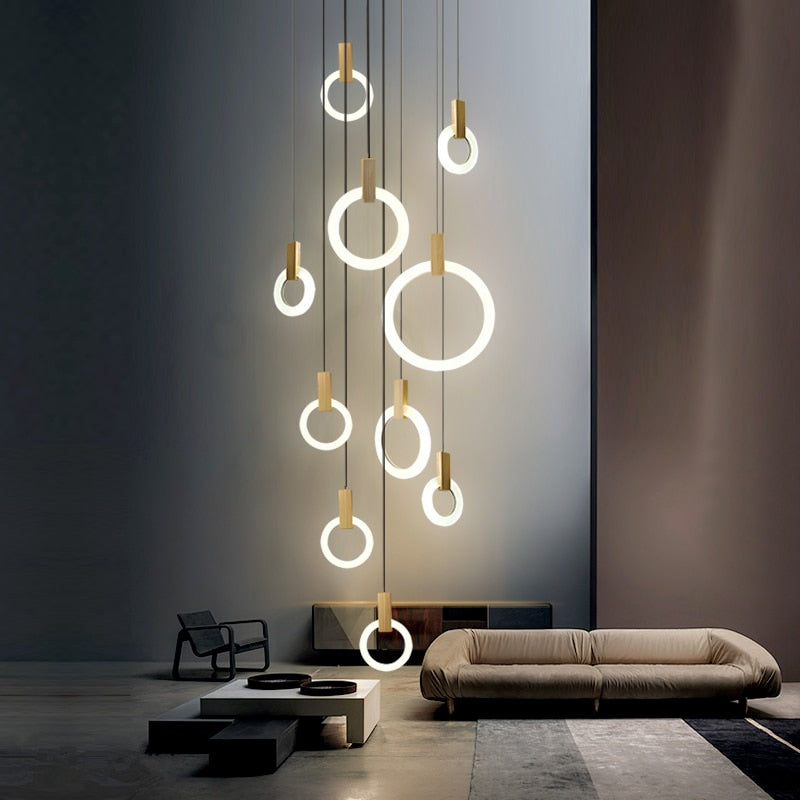 Virelle Ring Chandelier Ceiling Lights Wood and Acrylic - OpalDwell
