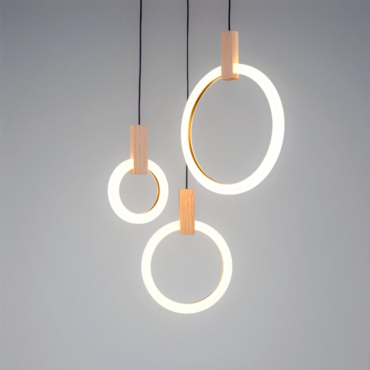 Virelle Ring Chandelier Ceiling Lights Wood and Acrylic - OpalDwell