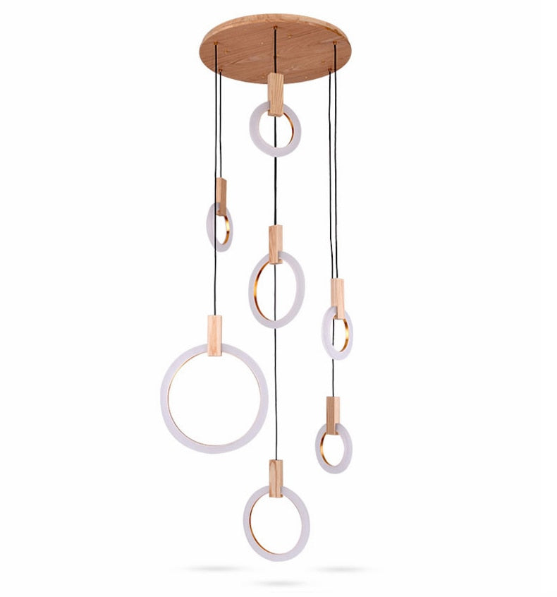 Virelle Ring Chandelier Ceiling Lights Wood and Acrylic - OpalDwell