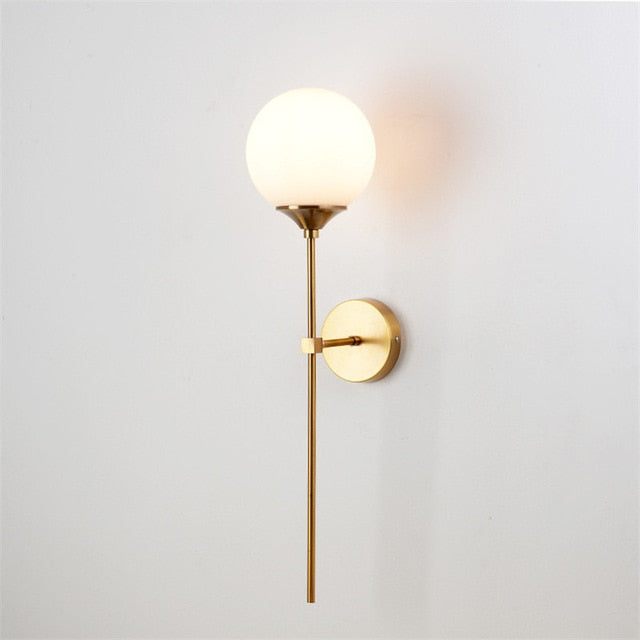 Glass Torch Wall Light in Brass | OpalDwell - OpalDwell
