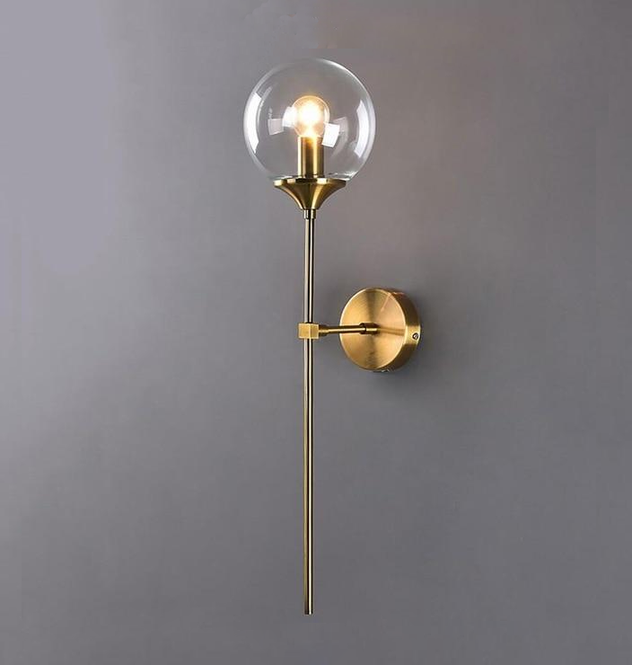 Glass Torch Wall Light in Brass | OpalDwell - OpalDwell