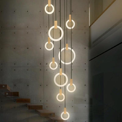 Virelle Ring Chandelier Ceiling Lights Wood and Acrylic - OpalDwell