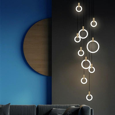 Virelle Ring Chandelier Ceiling Lights Wood and Acrylic - OpalDwell