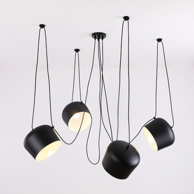 LumaDrum Pendant Light With Cable-Driven Bulb Fixture OpalDwell