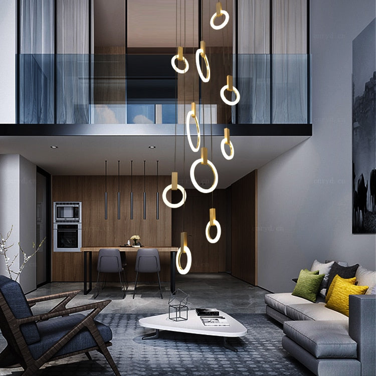 Virelle Ring Chandelier Ceiling Lights Wood and Acrylic - OpalDwell