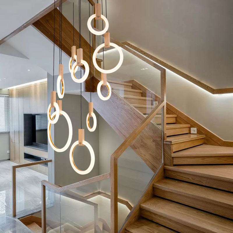 Virelle Ring Chandelier Ceiling Lights Wood and Acrylic - OpalDwell