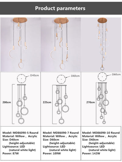 Virelle Ring Chandelier Ceiling Lights Wood and Acrylic - OpalDwell