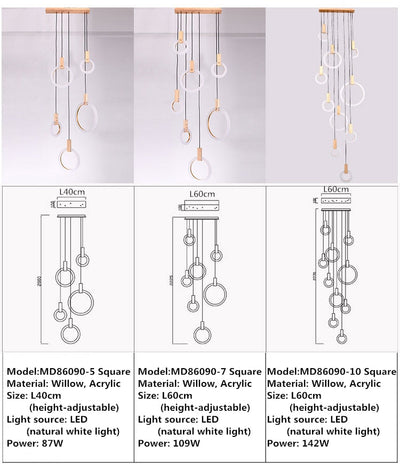 Virelle Ring Chandelier Ceiling Lights Wood and Acrylic - OpalDwell