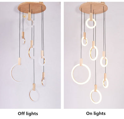 Virelle Ring Chandelier Ceiling Lights Wood and Acrylic - OpalDwell
