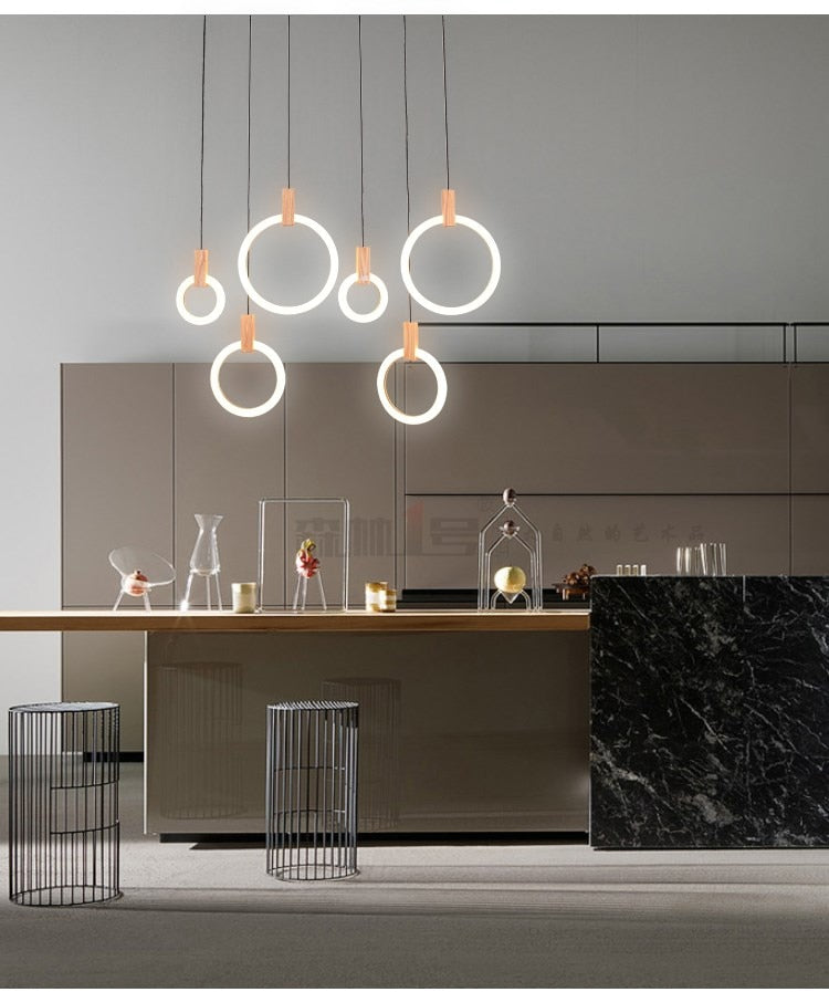 Virelle Ring Chandelier Ceiling Lights Wood and Acrylic - OpalDwell
