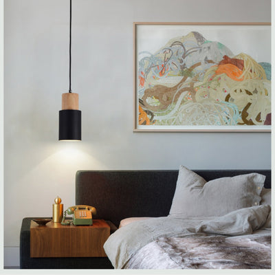 Lyra Oak Pendant Light Geometric Cage Brushed Nickel - OpalDwell