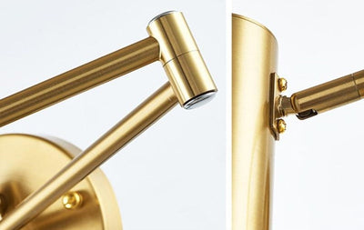 AeroLume Swivel Wall Sconce Iron With Brushed Brass Finish - OpalDwell