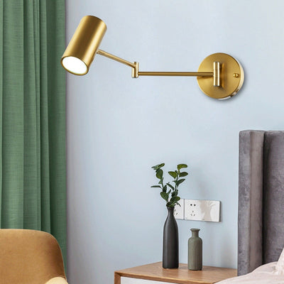 AeroLume Swivel Wall Sconce Iron With Brushed Brass Finish - OpalDwell