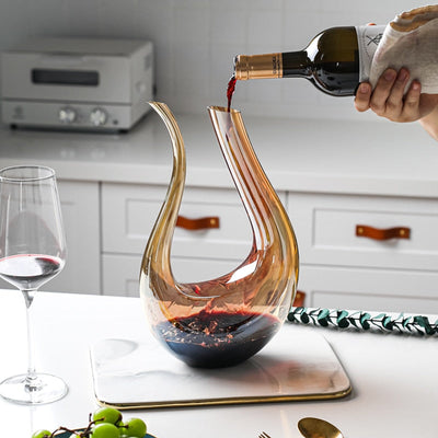 LumenAura Elegant Crystal Glass Wine Decanter for Aeration - OpalDwell