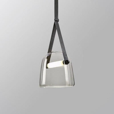 Industrial Pendant Light with Leather Cord | OpalDwell - OpalDwell