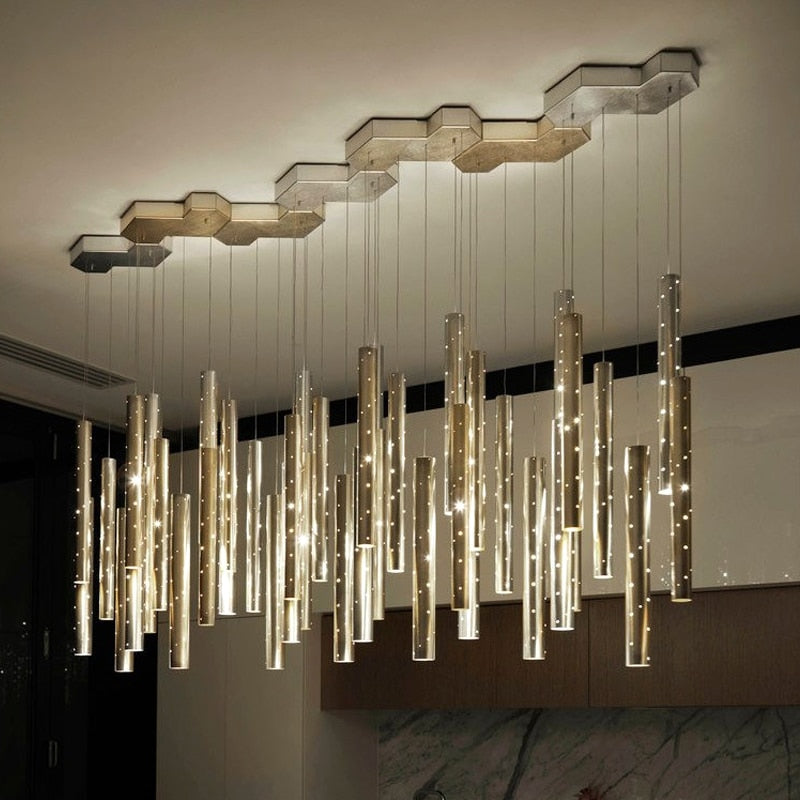 Radiant Elongated Cylindrical Chandelier | OpalDwell - OpalDwell