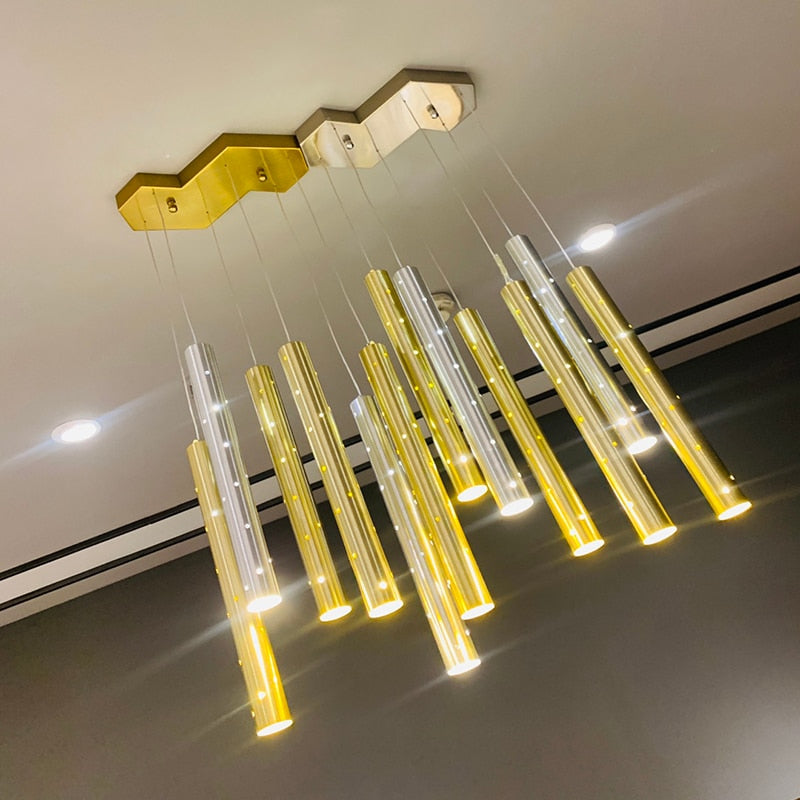 Radiant Elongated Cylindrical Chandelier | OpalDwell - OpalDwell