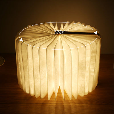 LumaLeaf Foldable Book Light for Bedside Reading Cordless LED Lamp in Wood Finish - OpalDwell