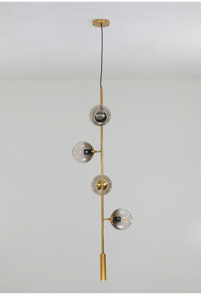 Solara Six-Sphere Amber Glass Pendant Light with Gold Rods - OpalDwell