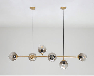 Solara Six-Sphere Amber Glass Pendant Light with Gold Rods - OpalDwell