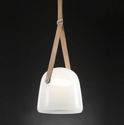 Industrial Pendant Light with Leather Cord | OpalDwell - OpalDwell