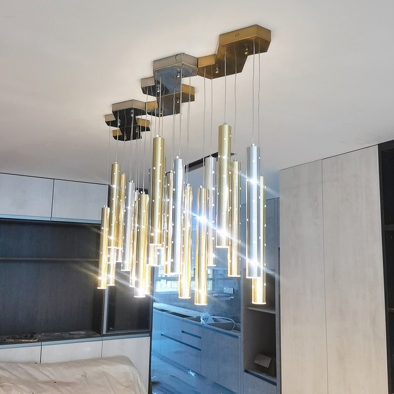 Radiant Elongated Cylindrical Chandelier | OpalDwell - OpalDwell