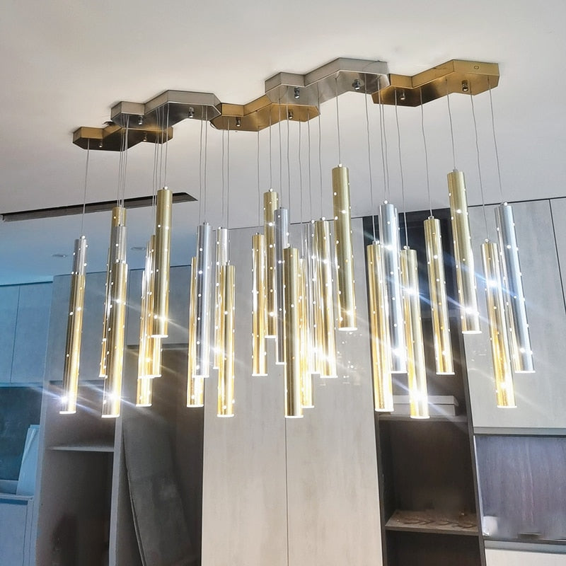 Radiant Elongated Cylindrical Chandelier | OpalDwell - OpalDwell
