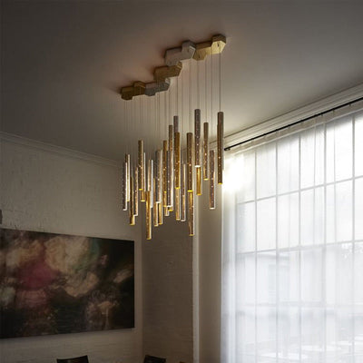 Radiant Elongated Cylindrical Chandelier | OpalDwell - OpalDwell