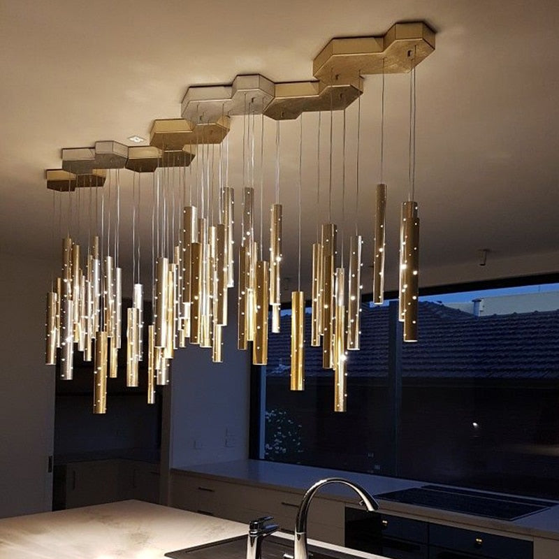 Radiant Elongated Cylindrical Chandelier | OpalDwell - OpalDwell