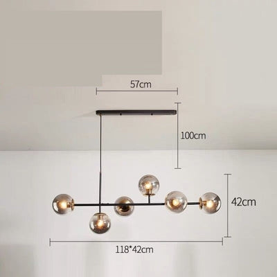 Solara Six-Sphere Amber Glass Pendant Light with Gold Rods - OpalDwell