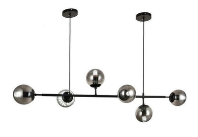 Solara Six-Sphere Amber Glass Pendant Light with Gold Rods - OpalDwell