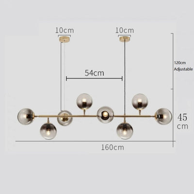 Solara Six-Sphere Amber Glass Pendant Light with Gold Rods - OpalDwell