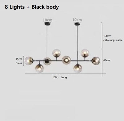 Solara Six-Sphere Amber Glass Pendant Light with Gold Rods - OpalDwell