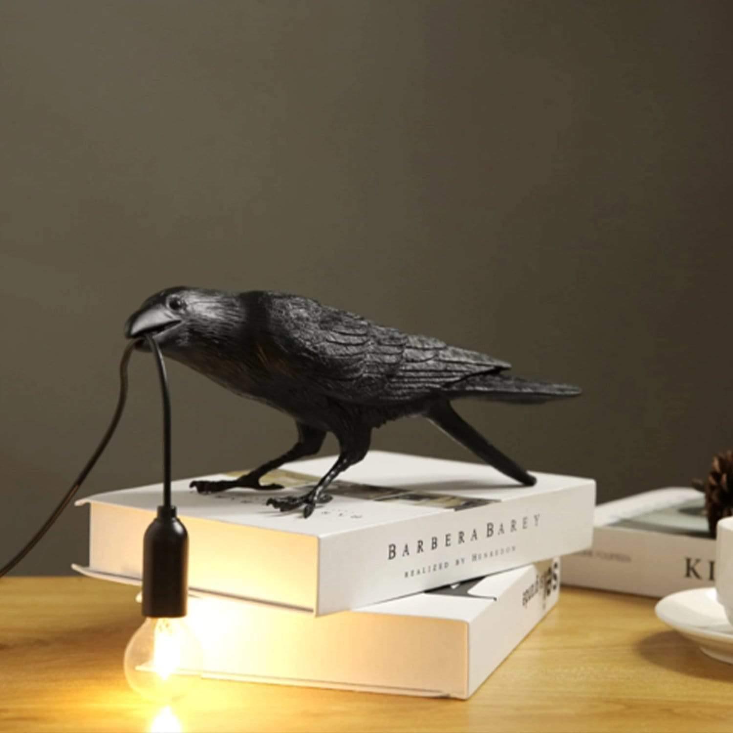 Rookhaven Whimsical Raven Bird Table Lamp for Living Room - OpalDwell