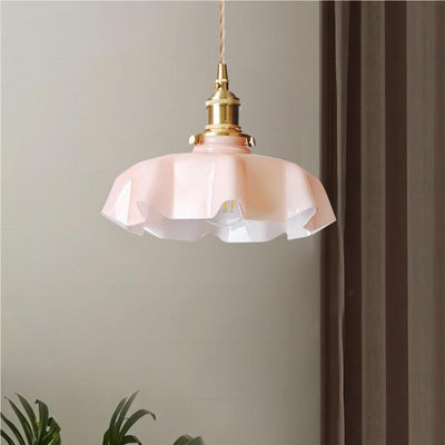Elora Cream Floral Glass Pendant Light For Living & Dining OpalDwell