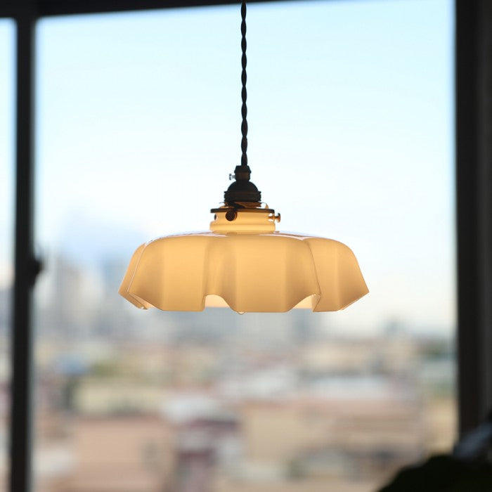 Elora Cream Floral Glass Pendant Light For Living & Dining OpalDwell