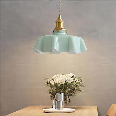 Elora Cream Floral Glass Pendant Light For Living & Dining OpalDwell