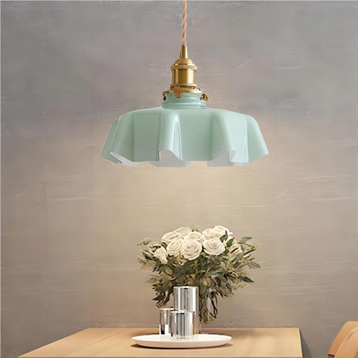 Elora Cream Floral Glass Pendant Light For Living & Dining OpalDwell