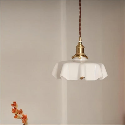 Elora Cream Floral Glass Pendant Light For Living & Dining OpalDwell