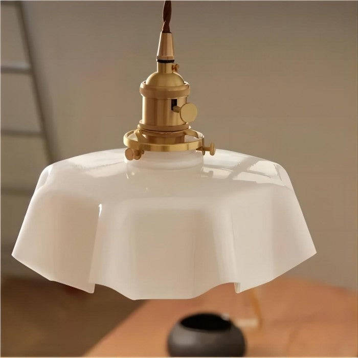 Elora Cream Floral Glass Pendant Light For Living & Dining OpalDwell